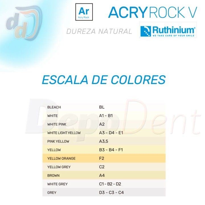 Acry Rock V Diente de PMMA de 2 capas