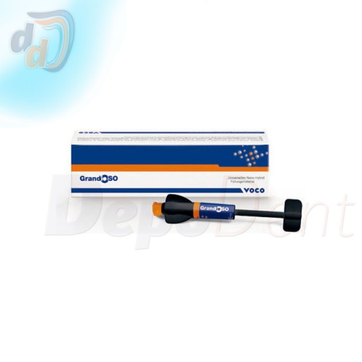 Composite universal GrandioSO de VOCO en jeringa de 4 g con su envase