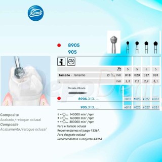 Fresas diamante Komet para preparación oclusal