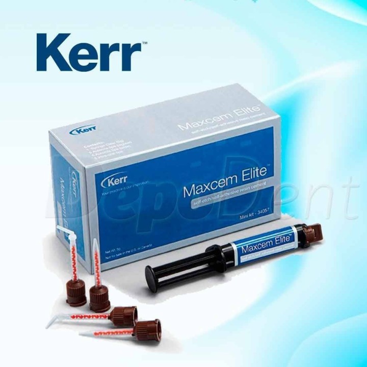 Maxcem Elite de Kerr mini kit con una jeringa transparente de cemento de resina