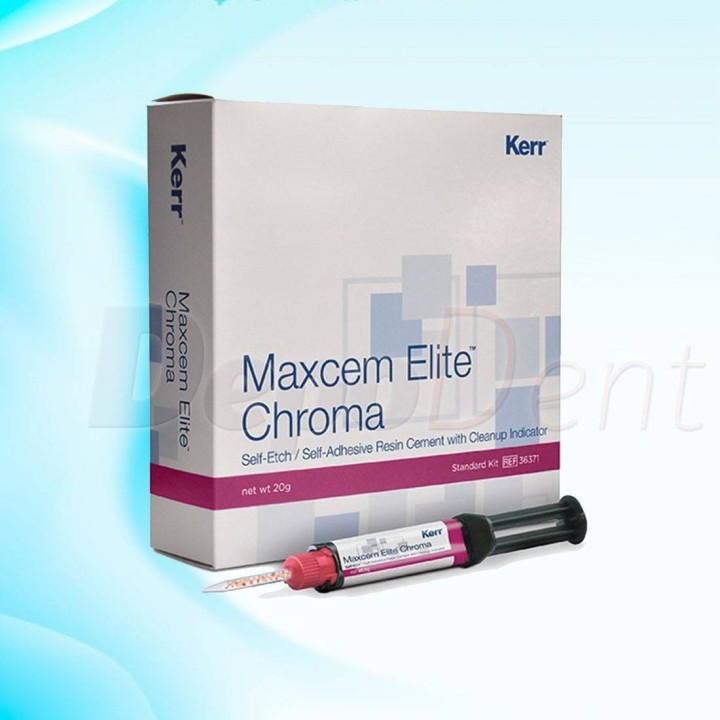 Maxcem Elite Chroma de Kerr kit estándar con cuatro jeringas de cemento de resina