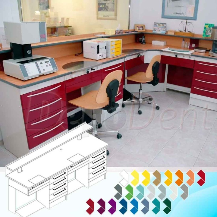 mesa trabajo cajoneras laboratorio Elite 2 puesto